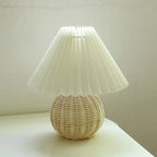 Table Lamp Pleated Shade & Ceramic Base E27 Socket