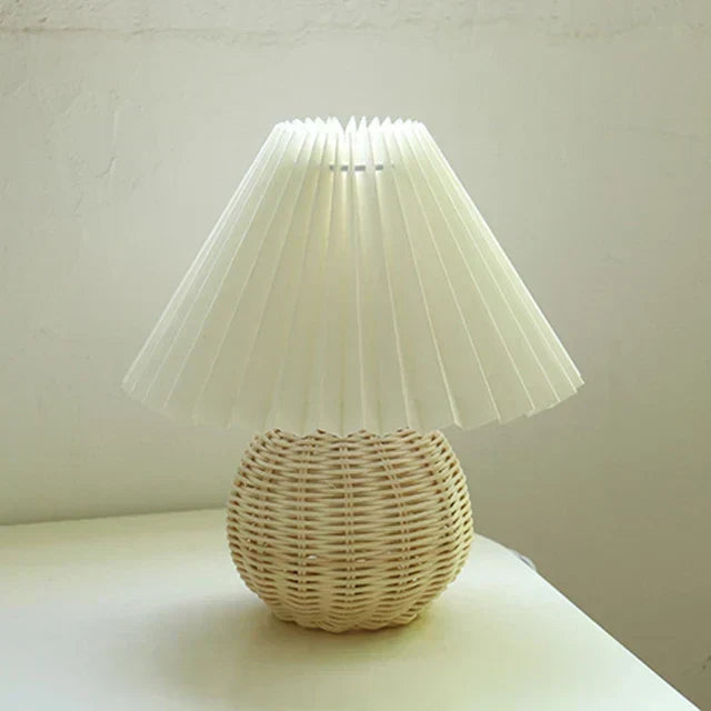 Table Lamp Pleated Shade & Ceramic Base E27 Socket