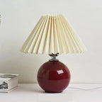 Table Lamp Pleated Shade & Ceramic Base E27 Socket