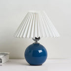 Table Lamp Pleated Shade & Ceramic Base E27 Socket