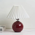 Table Lamp Pleated Shade & Ceramic Base E27 Socket