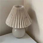 Table Lamp Pleated Shade & Ceramic Base E27 Socket