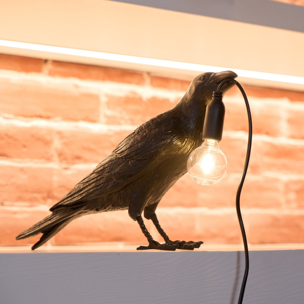 Table Lamp Raven Resin Sculpture E14 Socket