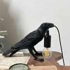 Table Lamp Raven Sculptural Design Resin Warm Glow