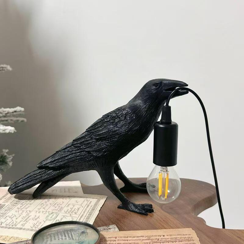 Table Lamp Raven Sculptural Design Resin Warm Glow