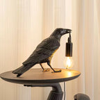 Table Lamp Raven Sculptural Design Resin Warm Glow