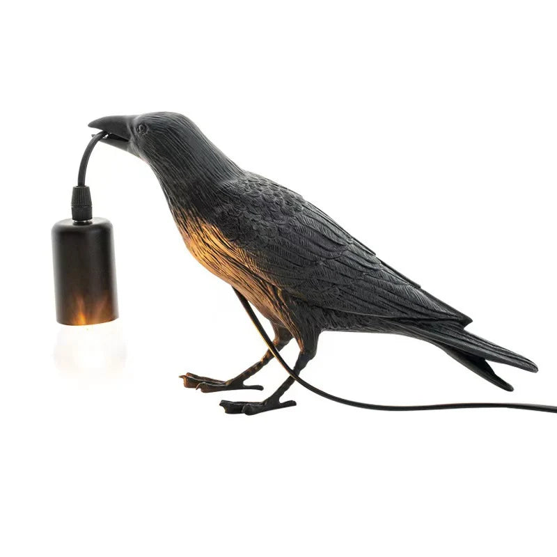 Table Lamp Raven Sculptural Design Resin Warm Glow