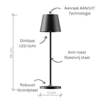 Table Lamp Rechargeable Touch-Control Dimmable 18 Hour Battery