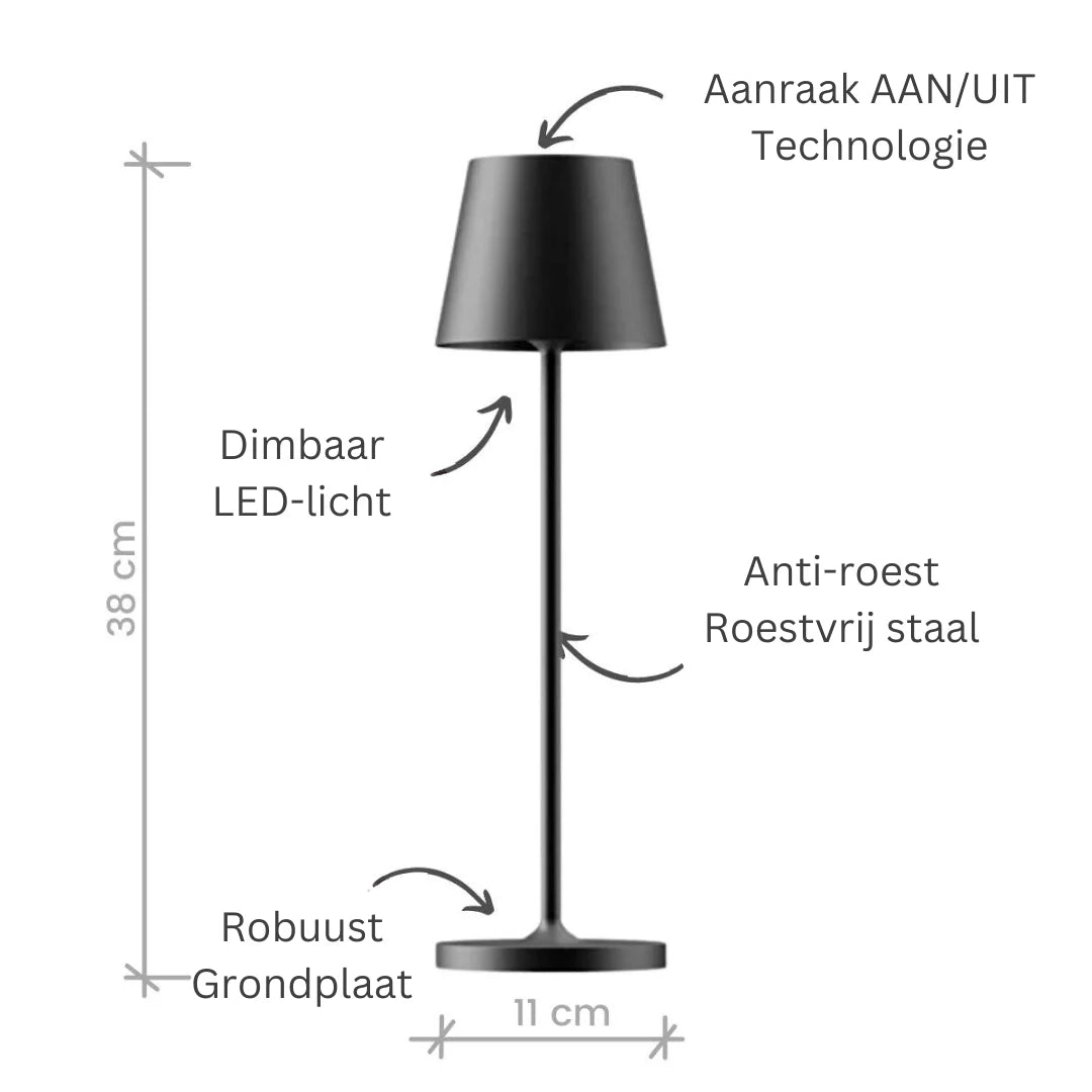 Table Lamp Rechargeable Touch-Control Dimmable 18 Hour Battery