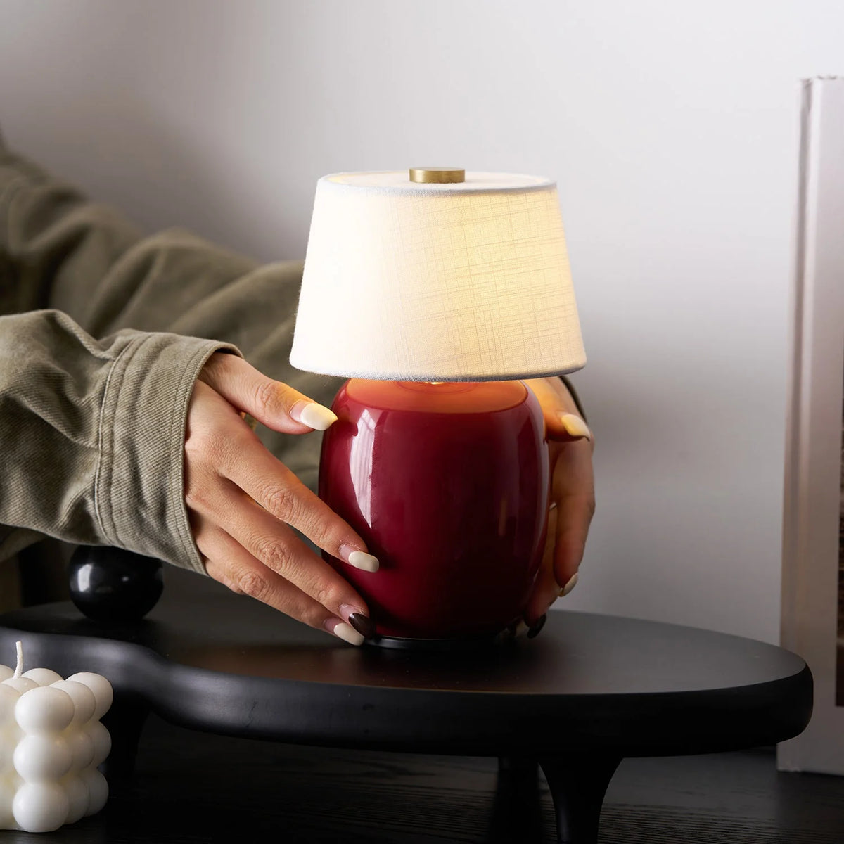 Table Lamp Rechargeable Touch Control Linen Shade