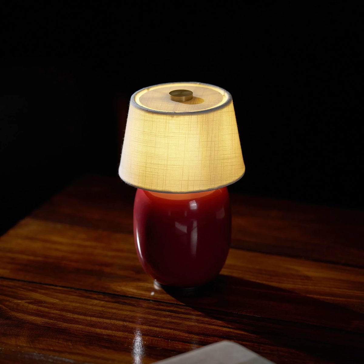 Table Lamp Rechargeable Touch Control Linen Shade