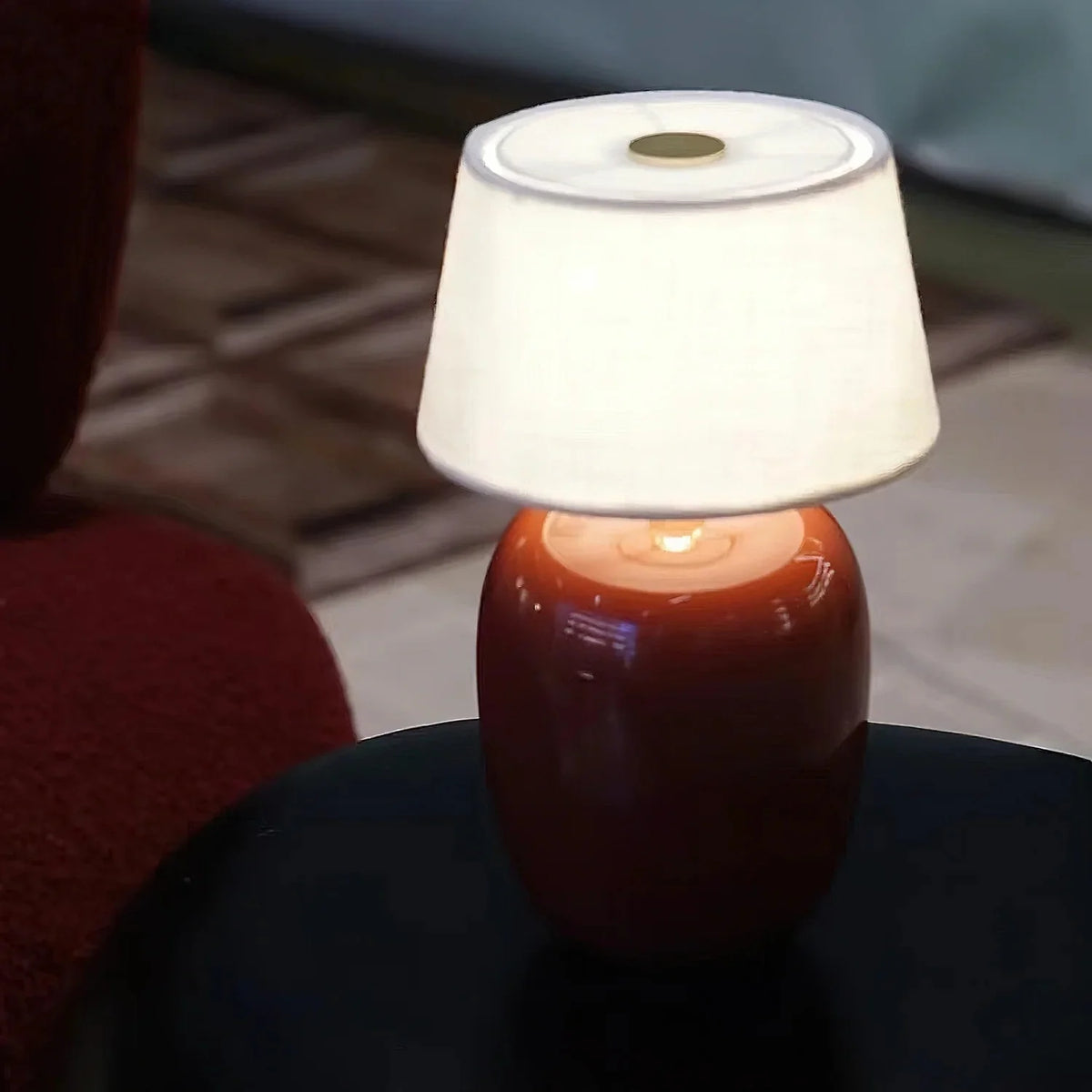 Table Lamp Rechargeable Touch Control Linen Shade
