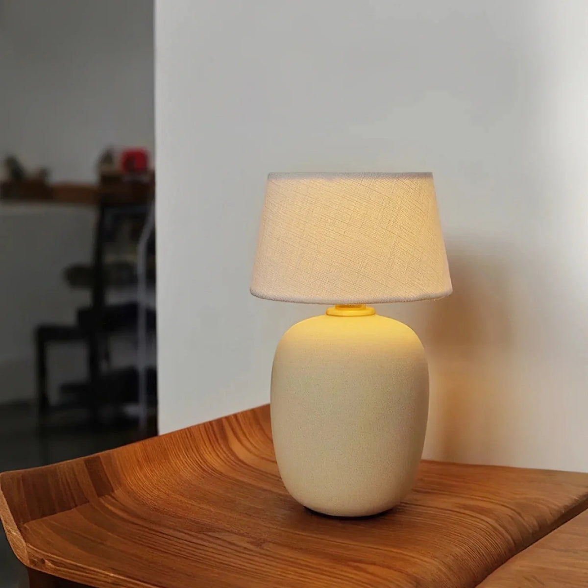 Table Lamp Rechargeable Touch Control Linen Shade