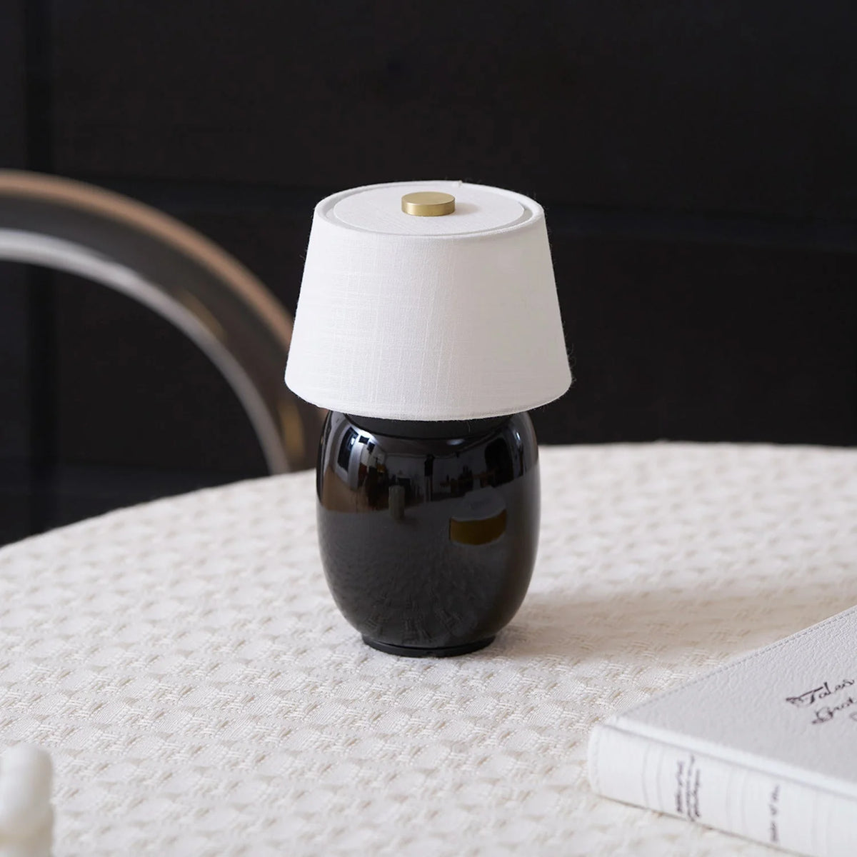 Table Lamp Rechargeable Touch Control Linen Shade