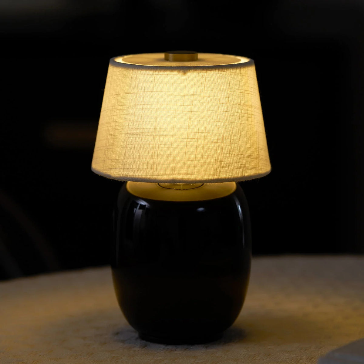 Table Lamp Rechargeable Touch Control Linen Shade