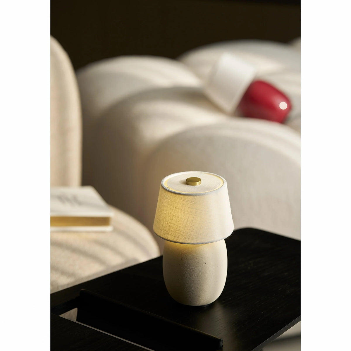 Table Lamp Rechargeable Touch Control Linen Shade