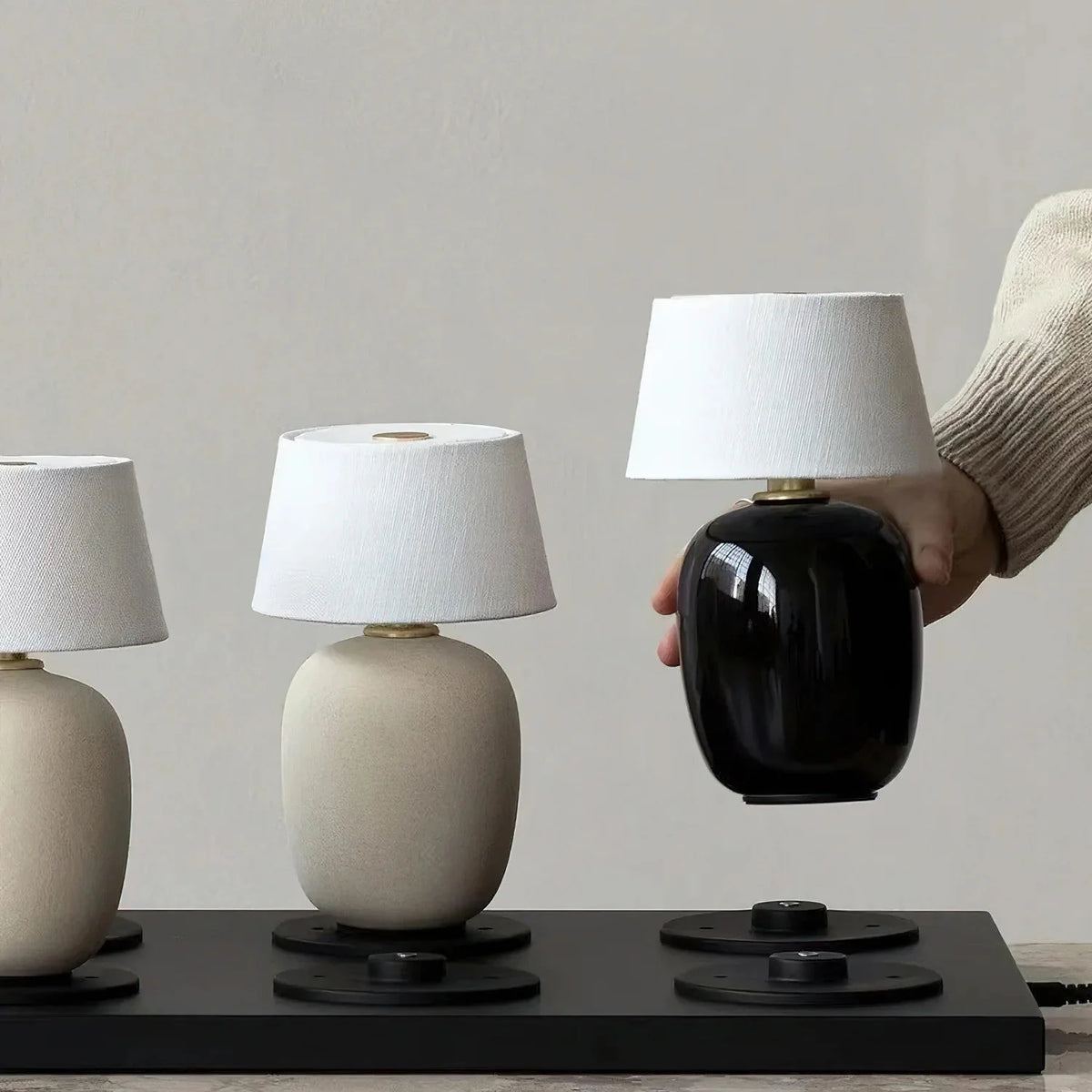 Table Lamp Rechargeable Touch Control Linen Shade