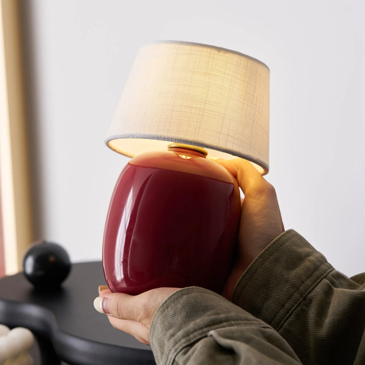 Table Lamp Rechargeable Touch Control Linen Shade