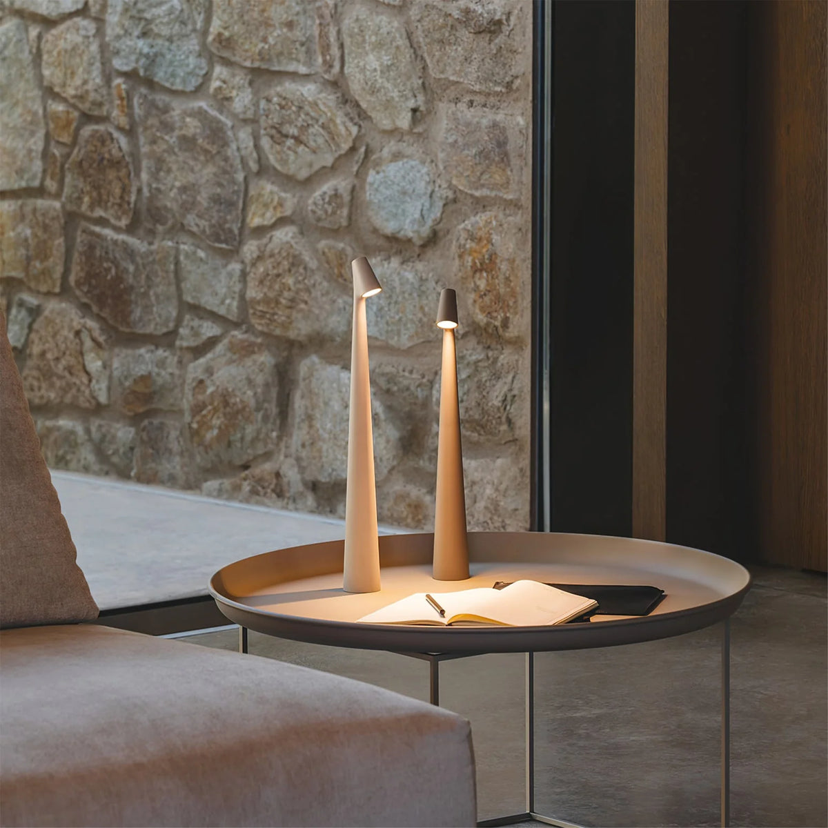 Table Lamp Rechargeable Touch Dimmable Aluminum Cone Shade