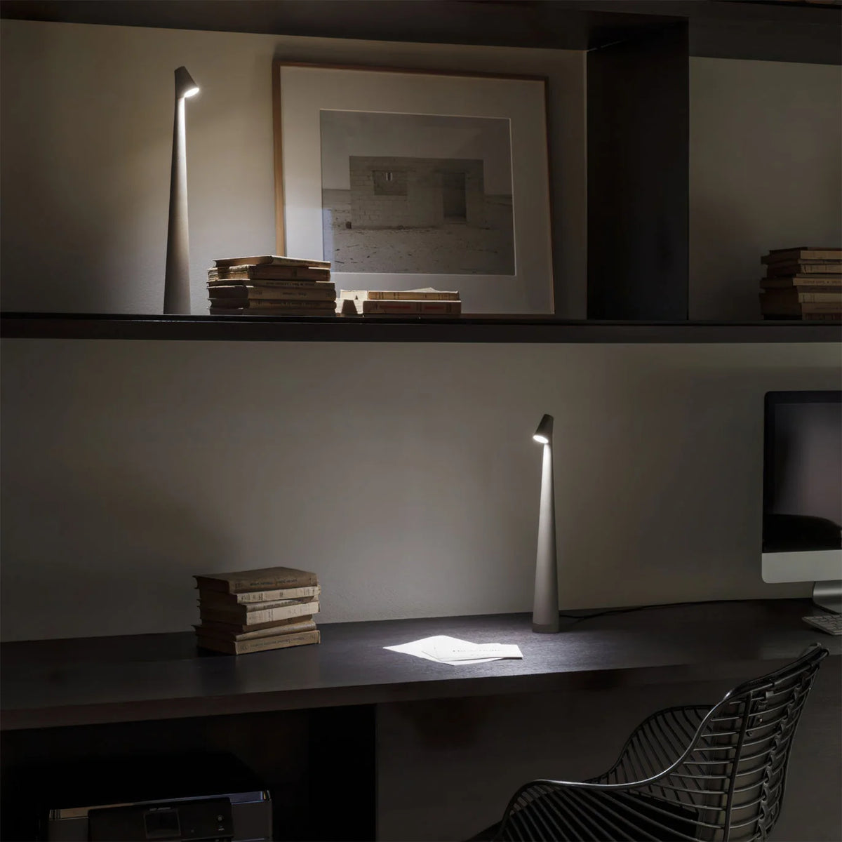 Table Lamp Rechargeable Touch Dimmable Aluminum Cone Shade