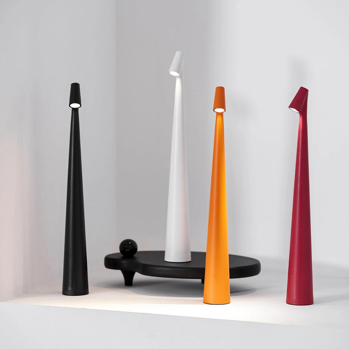 Table Lamp Rechargeable Touch Dimmable Aluminum Cone Shade