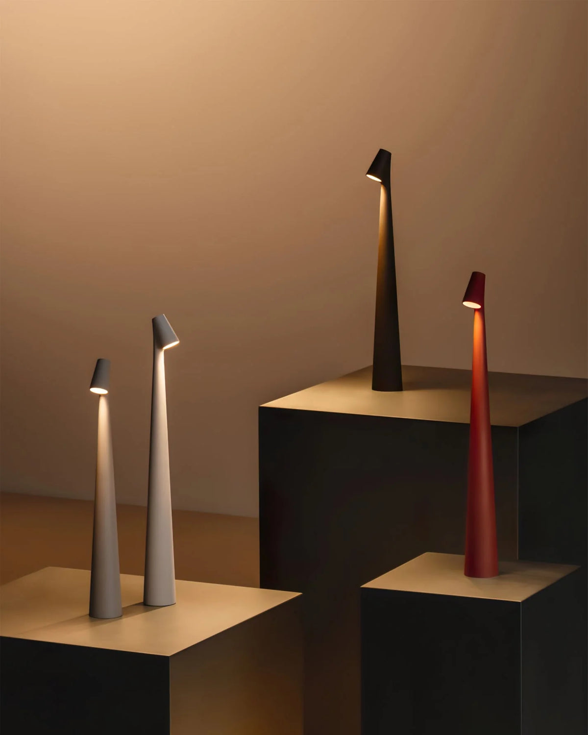 Table Lamp Rechargeable Touch Dimmable Aluminum Cone Shade