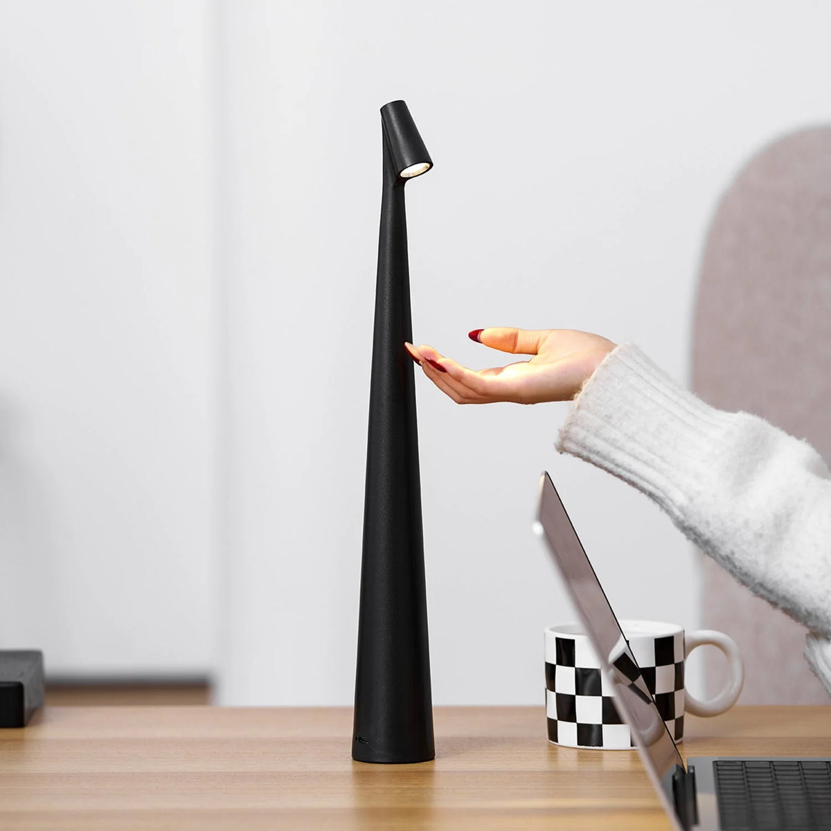 Table Lamp Rechargeable Touch Dimmable Aluminum Cone Shade
