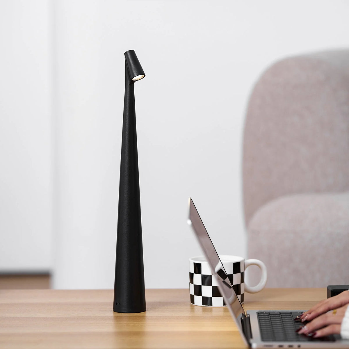 Table Lamp Rechargeable Touch Dimmable Aluminum Cone Shade
