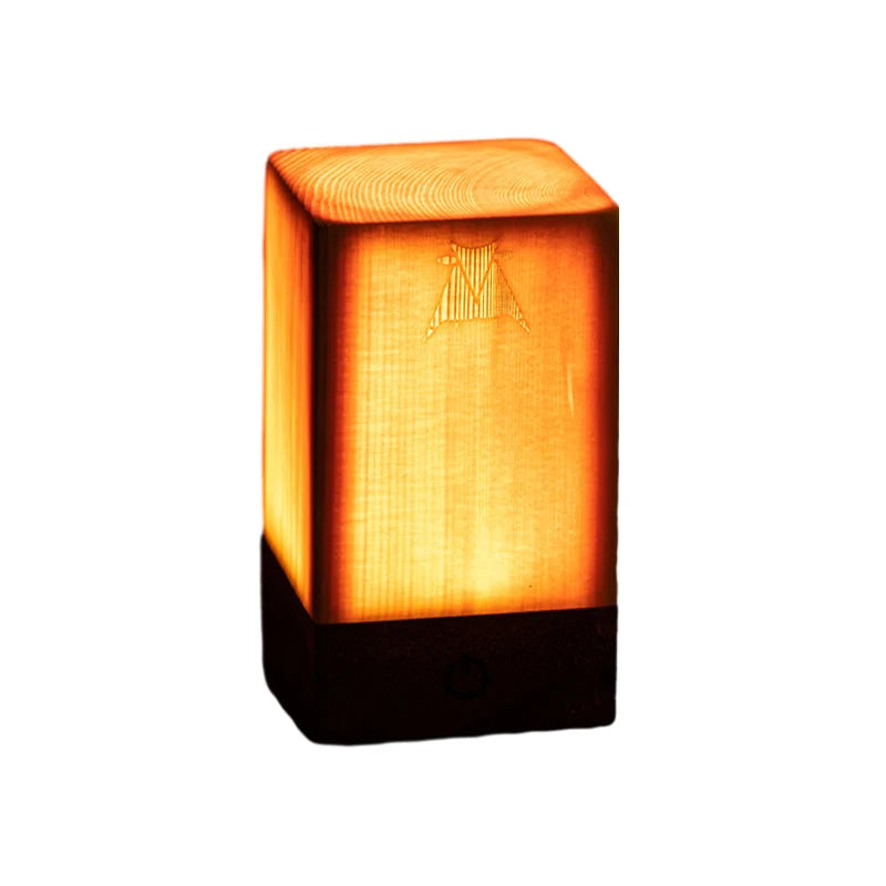 Table Lamp Rechargeable Touch Dimmer Wood Grain