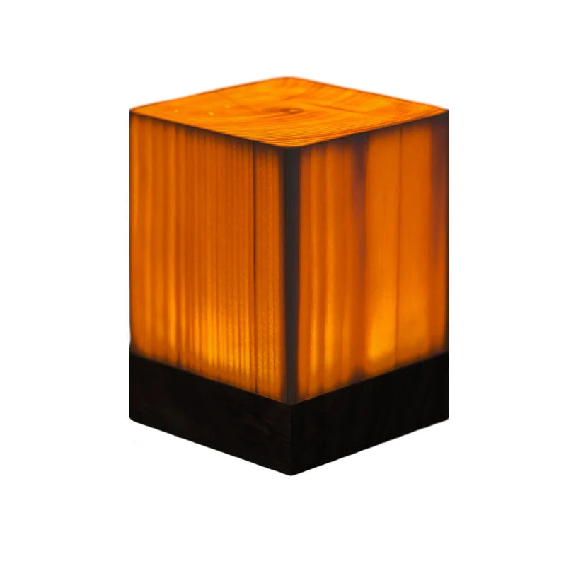 Table Lamp Rechargeable Touch Dimmer Wood Grain