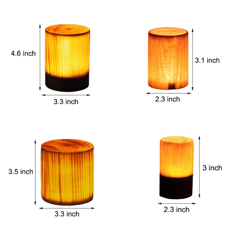 Table Lamp Rechargeable Touch Dimmer Wood Grain