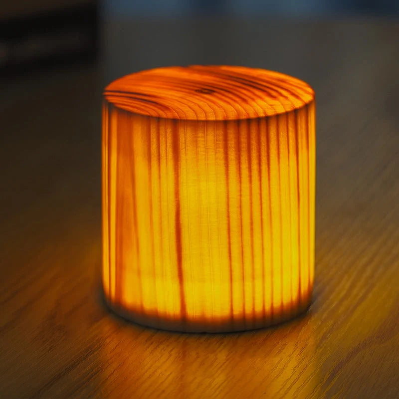 Table Lamp Rechargeable Touch Dimmer Wood Grain