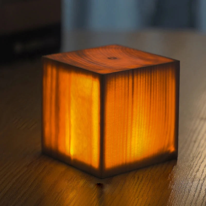 Table Lamp Rechargeable Touch Dimmer Wood Grain
