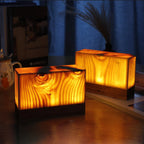 Table Lamp Rechargeable Touch Dimmer Wood Grain