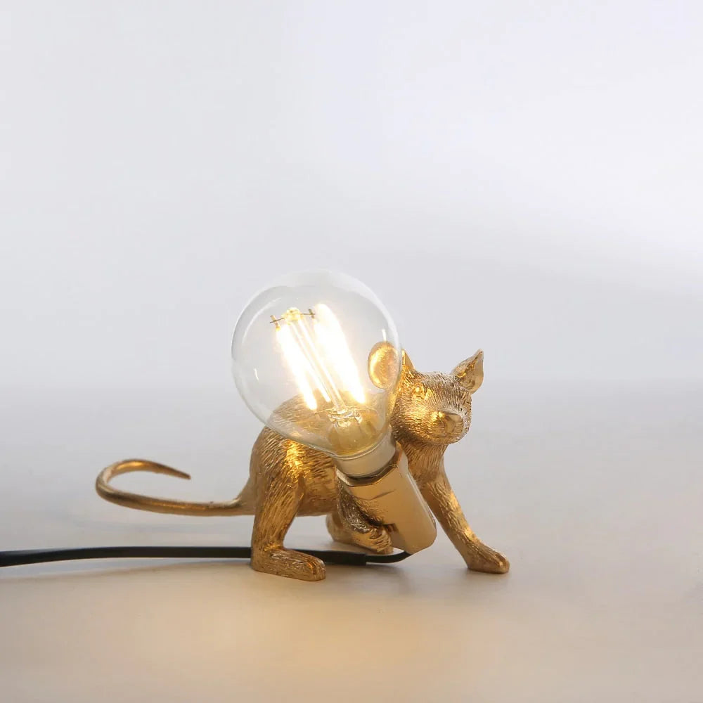 Table Lamp Resin LED Mouse Figurine