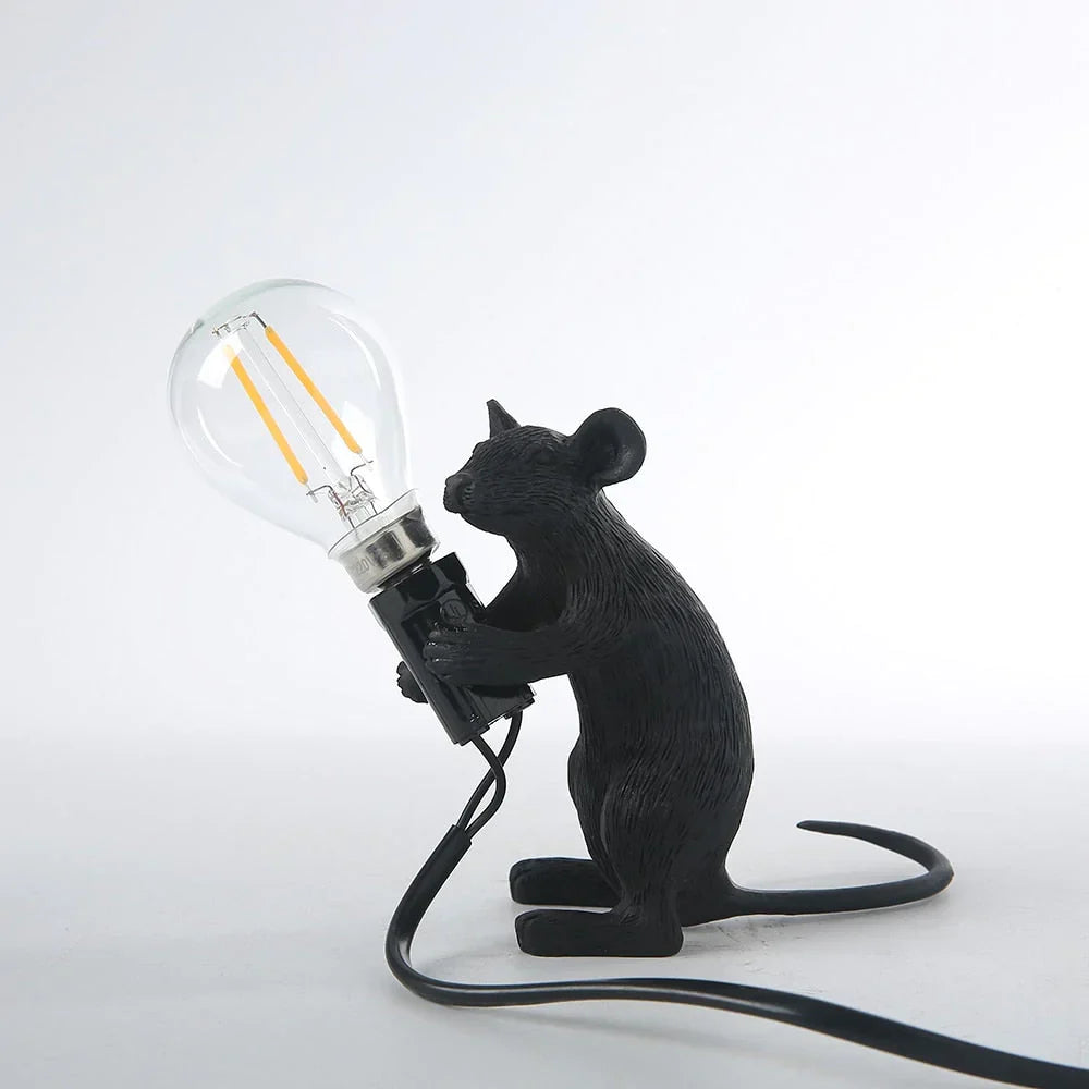 Table Lamp Resin LED Mouse Figurine
