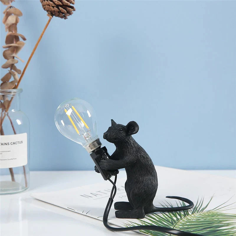 Table Lamp Resin LED Mouse Figurine