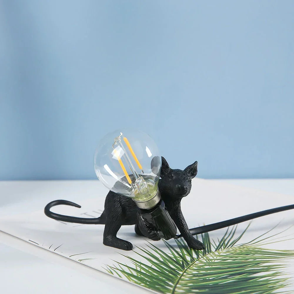 Table Lamp Resin LED Mouse Figurine