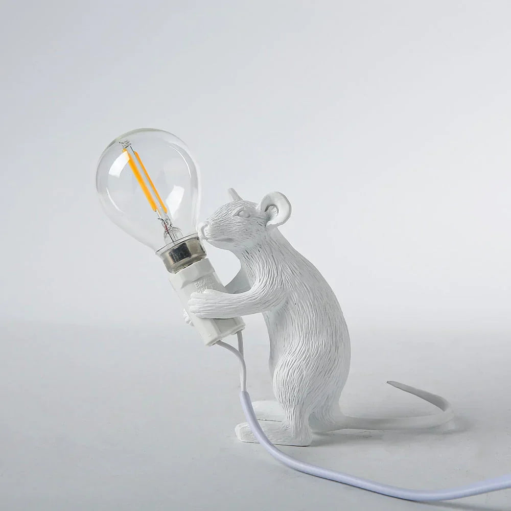 Table Lamp Resin LED Mouse Figurine