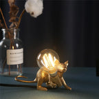 Table Lamp Resin LED Mouse Figurine