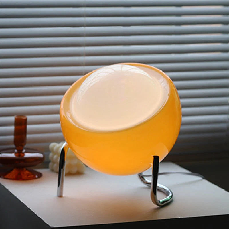 Table Lamp Retro Nordic Glass Shade & Metal Base