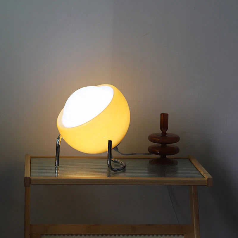 Table Lamp Retro Nordic Glass Shade & Metal Base