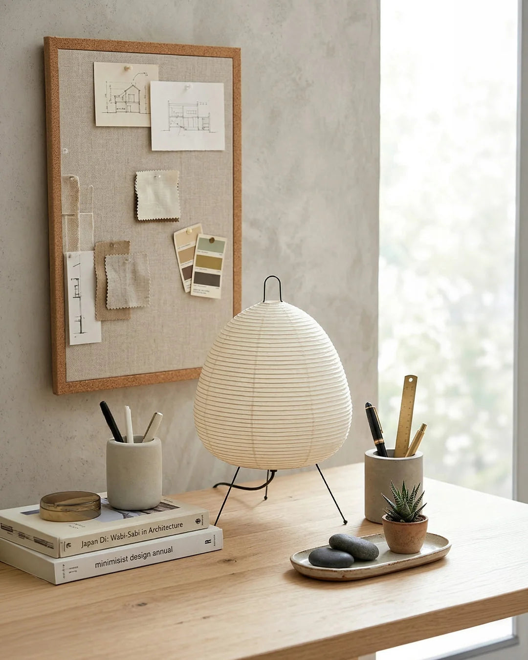 Table Lamp Rice Paper Shade & Three Light Settings