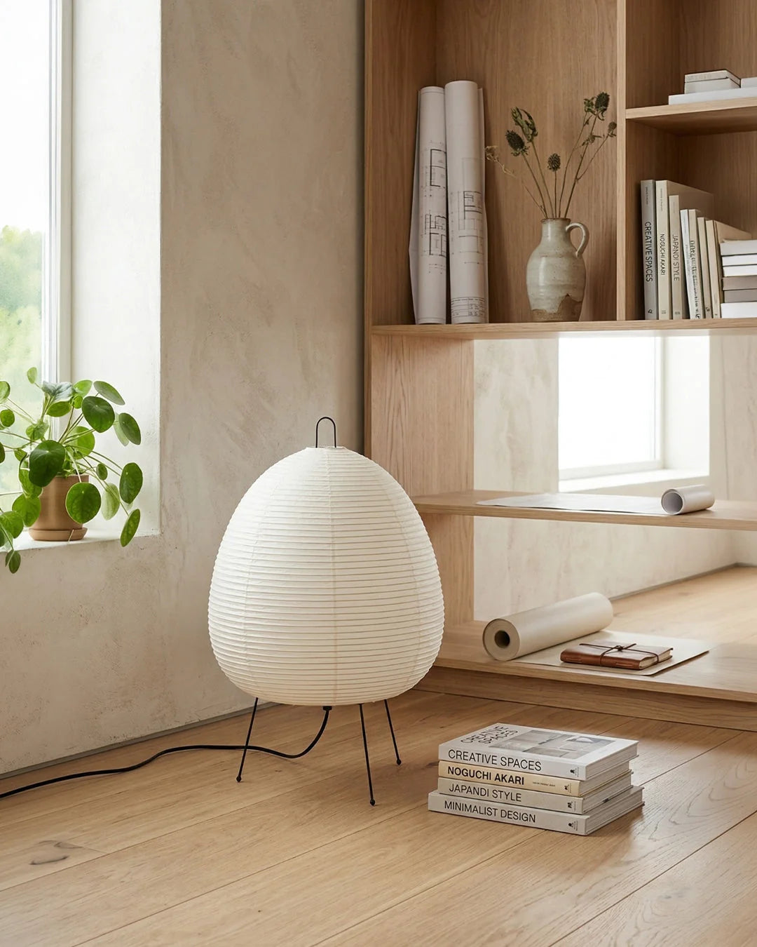 Table Lamp Rice Paper Shade & Three Light Settings