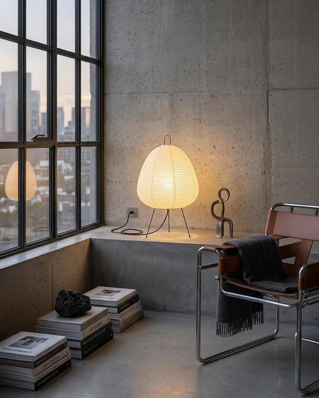 Table Lamp Rice Paper Shade & Three Light Settings