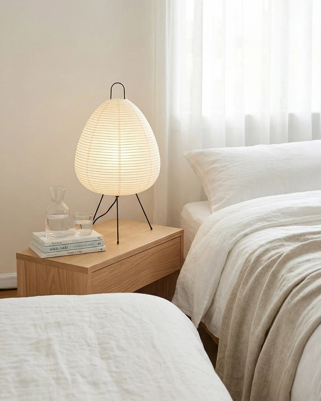Table Lamp Rice Paper Shade & Three Light Settings