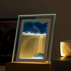 Table Lamp Sand Art Acrylic & Wood Warm LED