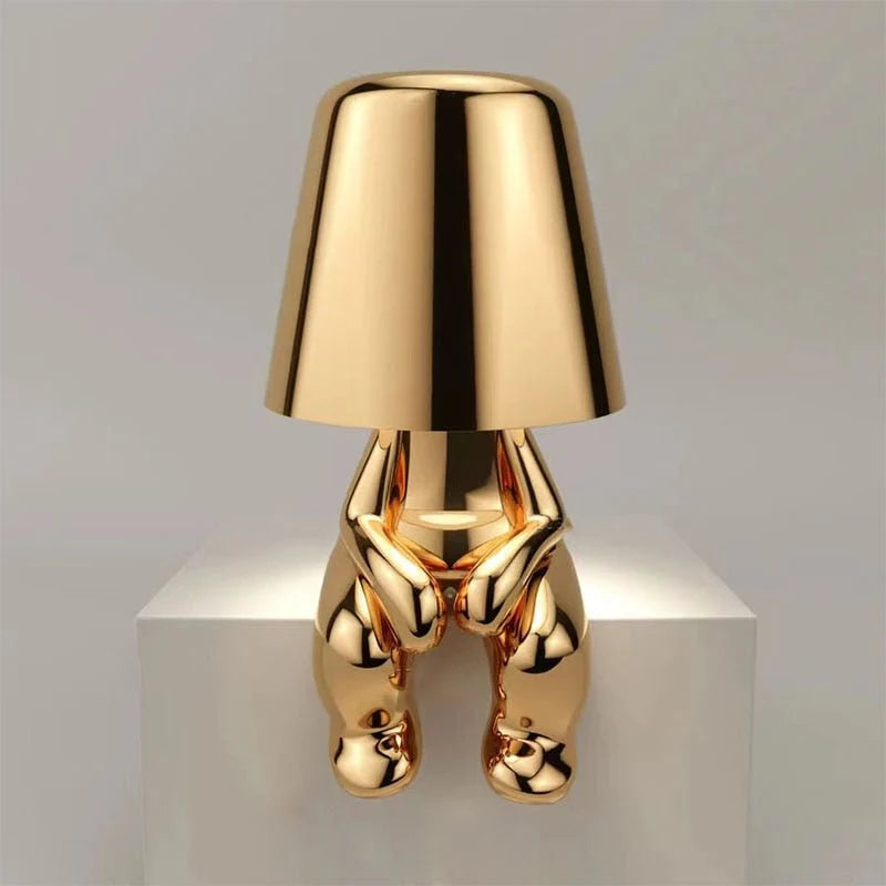 Table Lamp Sculptural Gold USB Rechargeable Warm LED