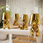 Table Lamp Sculptural Gold USB Rechargeable Warm LED