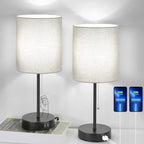Table Lamp Set Built-In USB & AC Outlet
